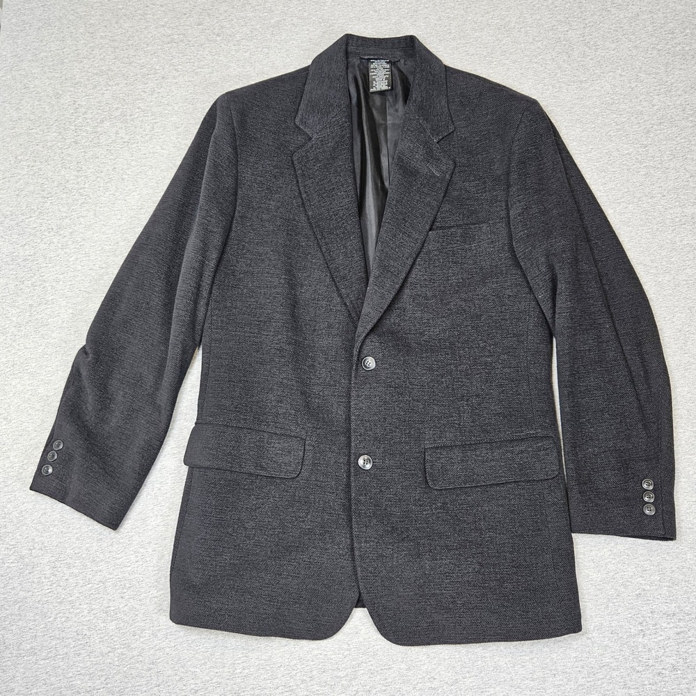 Claiborne Mens Charcoal Gray Textured Cotton Wool Blazer Sport Coat 38R Italy